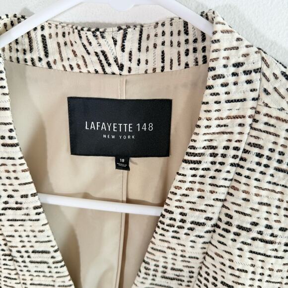 Lafayette 148 Cream Black Brown One Button Blazer Jacket 18 Office Professional - Picture 2 of 8